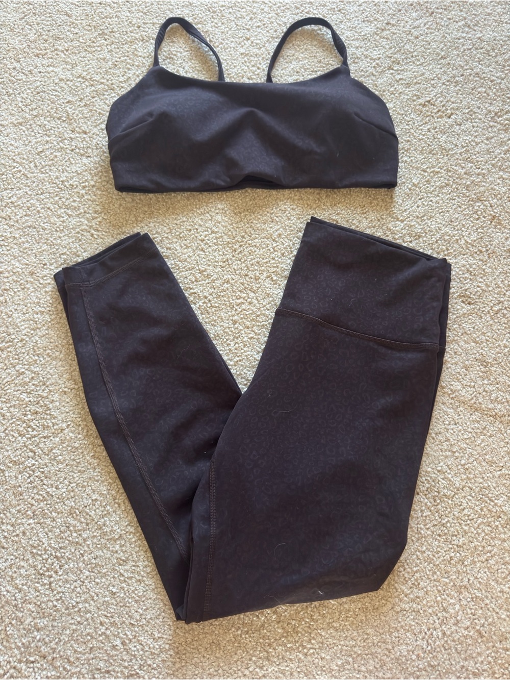 lululemon athletica Brown Leopard Leggings and Sports Bra Set
